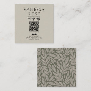 Boho-Vізаgistin Dusty Gray Floral QR-Code Quadratische Visitenkarte