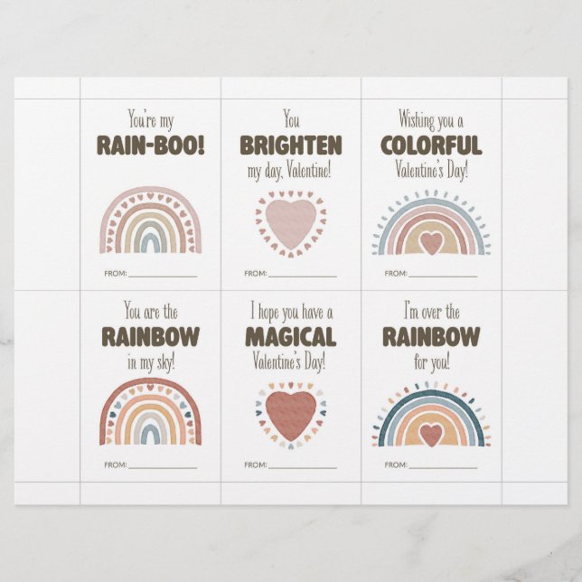 Boho Valentine’s Day Cards for Kids Classroom  Briefbogen (Vorderseite)