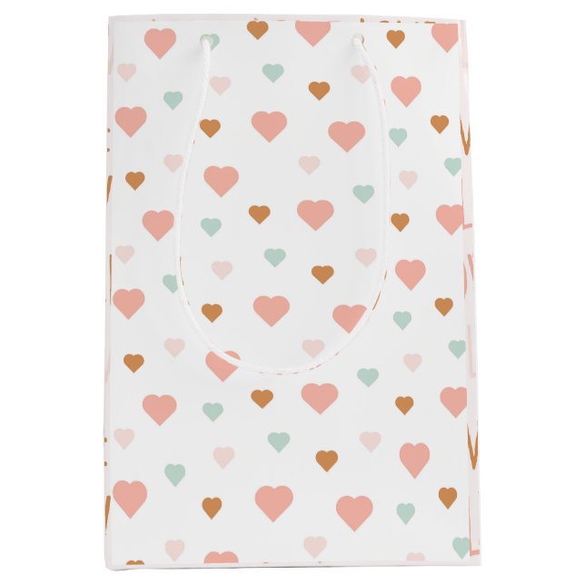 Boho Valentine's Day Pastel Liebe Herz Mittlere Geschenktüte (Vorderseite)