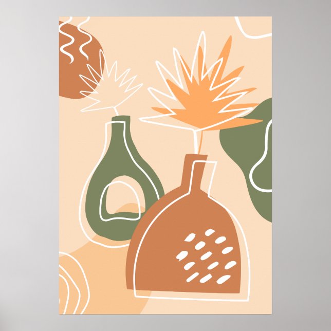 Boho Vases Wall Art Imprimer Poster Feuille Tropic (Devant)
