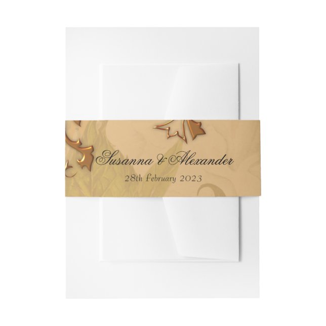 Boho verblasste Peonies und Gold-Blätter Hochzeit Einladungsbanderole (Vorderseite Beispiel)