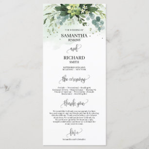 Boho verdure succulent programme de mariage eucaly
