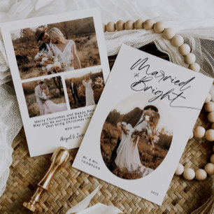 Boho Verheiratet & hell Minimalistische Skripte We Feiertagskarte