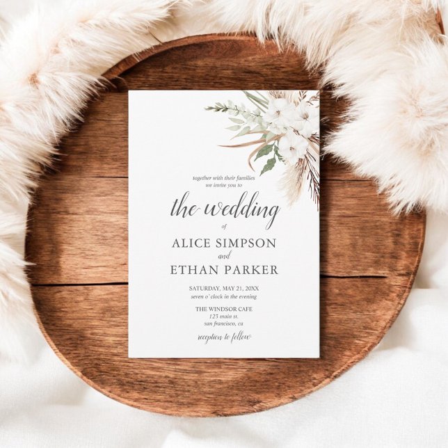 Boho Verlasse Pampa Grass Wedding Einladung (Von Creator hochgeladen)