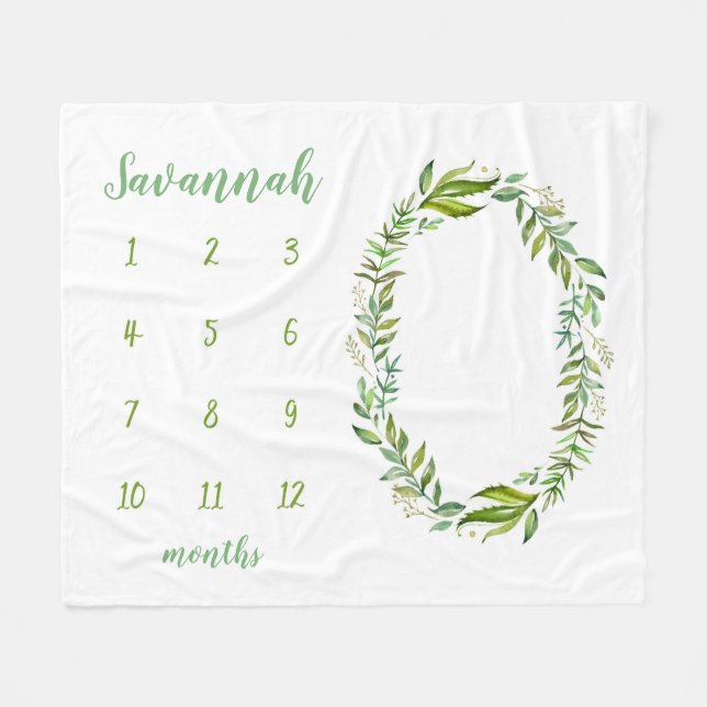 Boho Verlasse Personalisiertes Baby Milestone Foto Fleecedecke (Vorderseite (Horizontal))