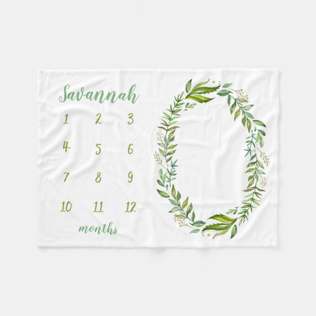 Boho Verlasse Personalisiertes Baby Milestone Foto Fleecedecke (Vorderseite (Horizontal))