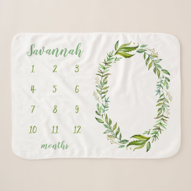 Boho Verlasse Personalisiertes Baby Milestone Foto Sherpadecke (Vorderseite (Horizontal))