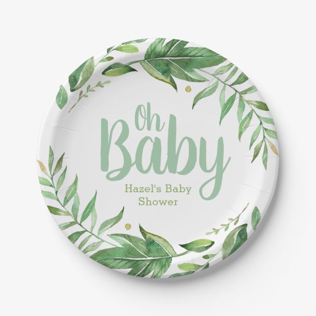 Boho Verlasst Personalisierte Babydusche Pappteller (Vorderseite)