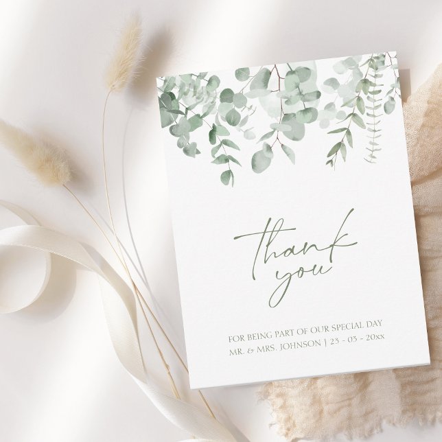 Boho Vert feuillage Eucalyptus Mariage Merci (Créateur téléchargé)