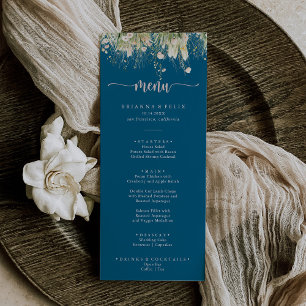 Boho vert Fleur sauvage Marine Dîner Menu