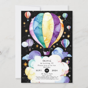 Boho Verzauberung Heißluftballon Geburtstag Einladung