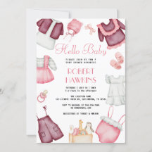 Boho Vêtements fille Baby shower Invitation