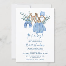 Boho Vêtements garçon Baby shower Invitation