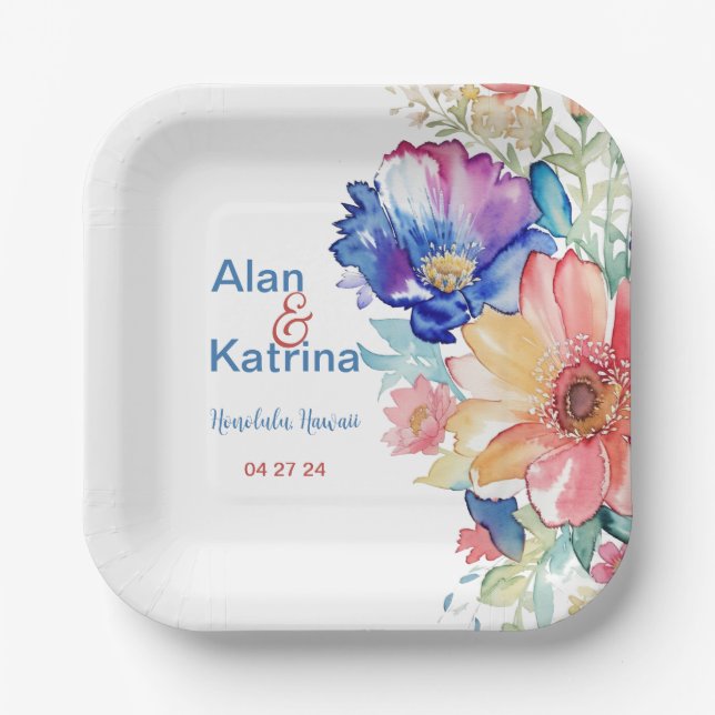 Boho Vibrant Blume Paper Plate Pappteller (Vorderseite)