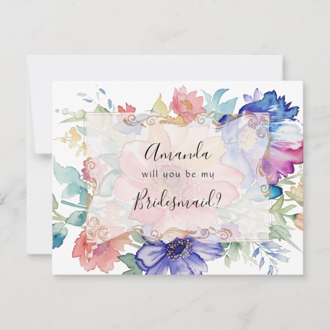 Boho Vibrant Blume Vorschlag Card (Vorderseite)