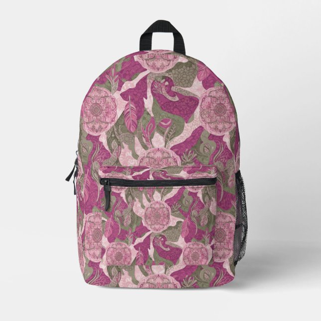 Boho Vibrant Pink Camo Bedruckter Rucksack (Vorderseite)