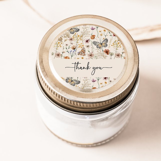 Boho vielen Dank, Sticker (Boho Wildflower Thank You Sticker
)