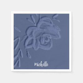 Boho Vintag Artistic Blue Blumen Serviette