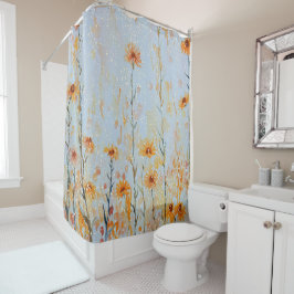 Boho Vintag Blue Wildblumen Duschvorhang