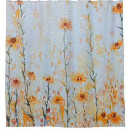 Boho Vintag Blue Wildblumen Duschvorhang