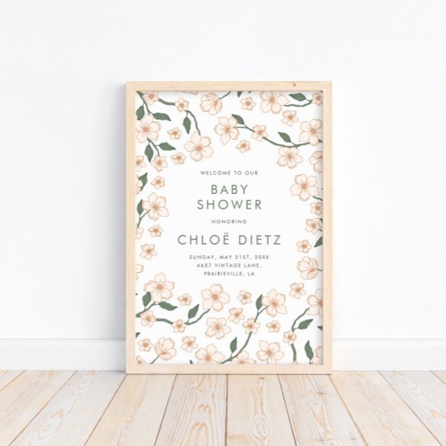 Boho Vintag Floral Baby Dusche Willkommen Poster (Von Creator hochgeladen)
