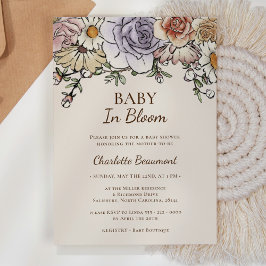 Boho Vintag Floral Baby in Bloom Baby Dusche Einladung