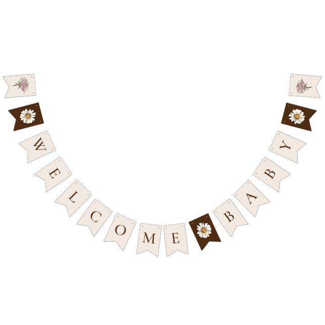 Boho Vintag Floral Beige Begrüßungsdusche Wimpelkette (Alle)