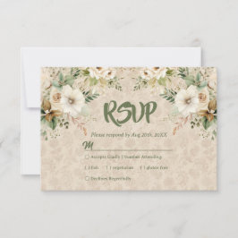 Boho Vintag Floral Botanical Wedding RSVP Card