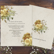 Boho Vintag Gold Rose und Cream Damask Hochzeit