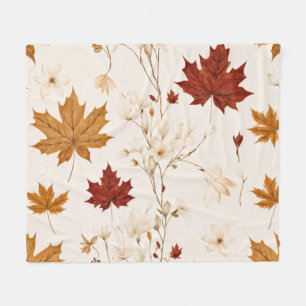 Boho Vintag Maple Blätter Winter Floral Muster Fleecedecke