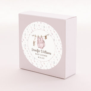 Boho vintage bébé fille douche ronde autocollants