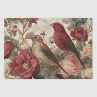 Boho Vintage Birds & Florals Seidenpapier