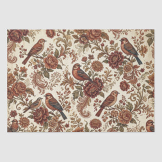 Boho Vintage Birds & Florals Seidenpapier
