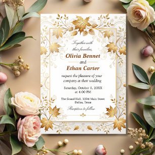 Boho Vintage Blätter Rustikaler Fall Einladung