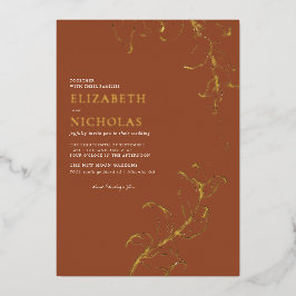 Boho Vintage Blätter Rustikaler Fall Folieneinladung