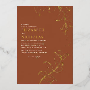 Boho Vintage Blätter Rustikaler Fall Folieneinladung