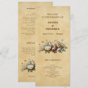 Boho-vintage-Blumenanordnung Hochzeitsprogramm  Einladung