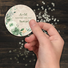 Boho Vintage botanische Hochzeit Runder Aufkleber