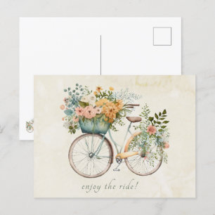 Boho-Vintage-Fahrrad mit Blumenkorb Postkarte