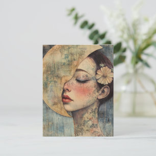 Boho Vintage Frau und Halbmond