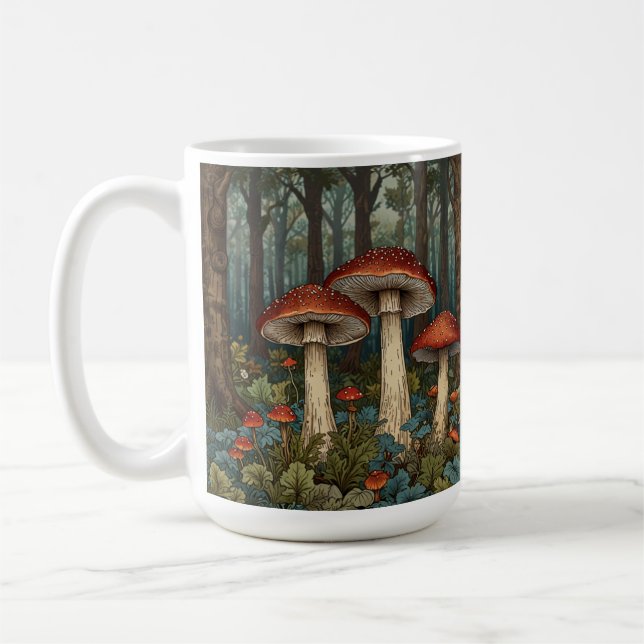 Boho Vintage Pilze Wald Kaffeetasse (Links)