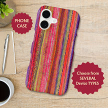 Boho Vintage Rot Violett Streifen -