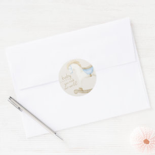 Boho Vintage Schaukelpferd Cowboy Baby Shower Runder Aufkleber