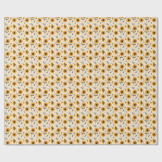 Boho Vintage Sonnenblumen & Beeren Muster Wurf Kis Geschenkpapier
