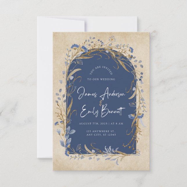 Boho Vintage Wedding Invitation | Bohème rustique (Devant)