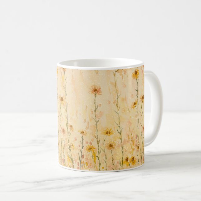Boho Vintage Wildblumen Kaffeetasse (VorderseiteRechts)