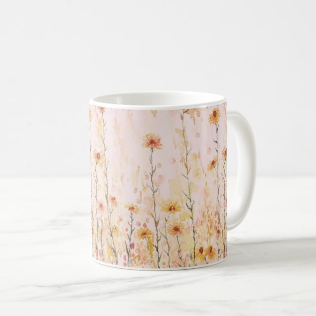 Boho Vintage Wildblumen Kaffeetasse (VorderseiteRechts)