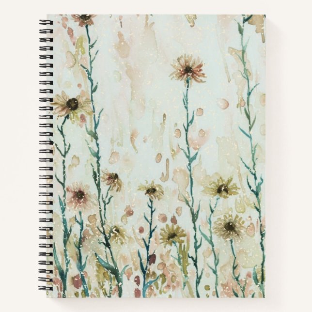 Boho Vintage Wildblumen Notizbuch (Vorderseite)
