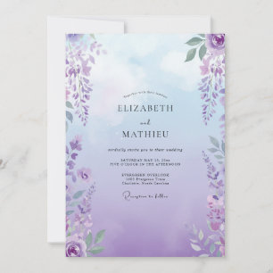 Boho-Violette-Glyzinien-Hochzeit Einladung