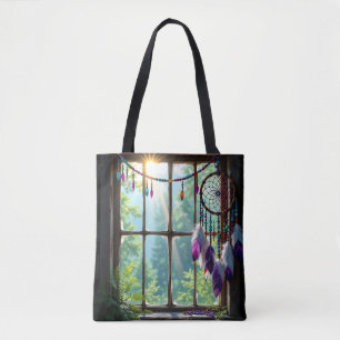 Boho-Violetter Traumfänger im Fenster Tasche